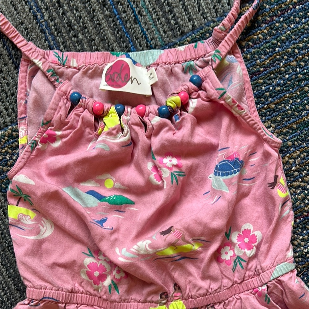Mini Boden Hawaiian 🌺 Pink Jumpsuit Romper with pockets! So Comfy & Soft - Picture 3 of 5